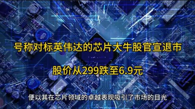 号称对标英伟达的芯片大牛股官宣退市,股价从299跌至6.9元