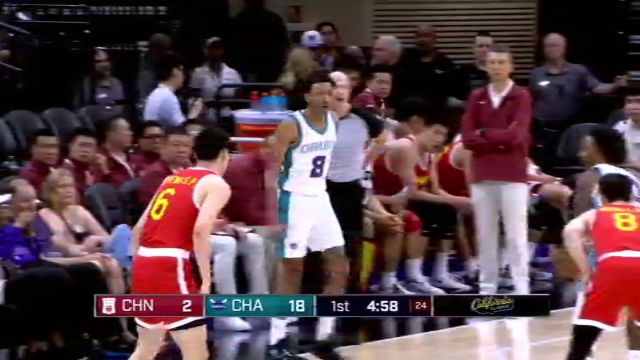 NBA夏季联赛：中国男篮vs黄蜂第1节英文原声回放