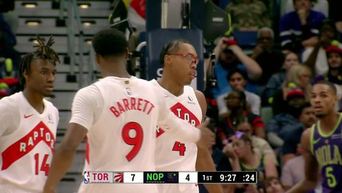《NBA全场集锦》还得自己来 巴恩斯冲击内线高难出手打板取分