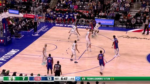 《NBA全场集锦》晾在一边没人管 塔图姆接球轻松起飞扣篮