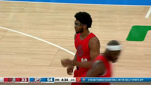 《俄克拉荷马雷霆》NBA常规赛：开拓者vs雷霆第2节中文解说回放