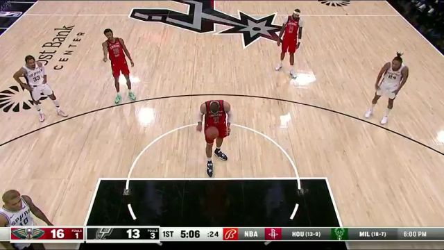 NBA常规赛：鹈鹕vs马刺第1节英文原声回放