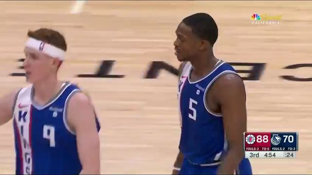 NBA常规赛：快船vs国王第3节英文原声回放