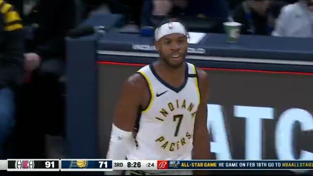 NBA常规赛：快船vs步行者第3节英文原声回放