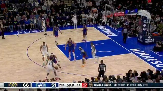 NBA常规赛：掘金vs森林狼第2节英文原声回放