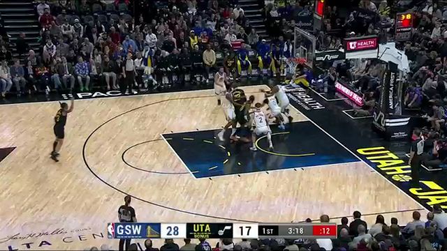 NBA常规赛：勇士vs爵士第1节中文解说回放