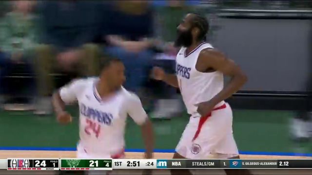 NBA常规赛：快船vs雄鹿第1节英文原声回放