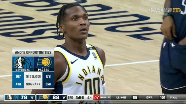 NBA常规赛：独行侠vs步行者第3节英文原声回放