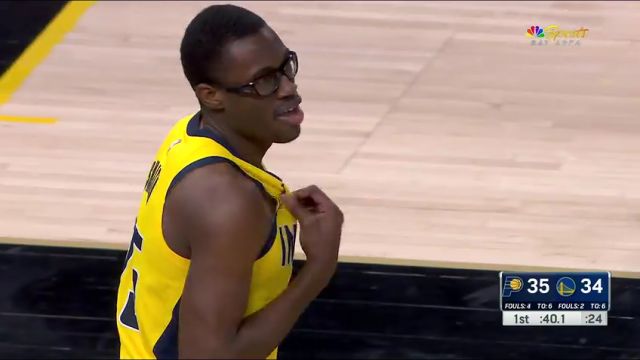 NBA常规赛：步行者vs勇士第1节中文解说回放