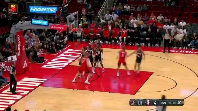 NBA常规赛：开拓者vs火箭第1节中文解说回放