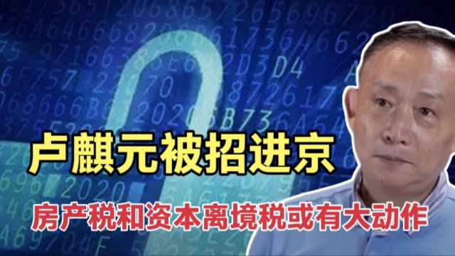 经济学家卢麒元被招进京!房产税征收和资本离境税或有大动作,经济做空势力瑟瑟发抖!