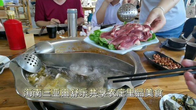 海南三亚田舒乐共享农庄里喝赵王红旗颂酒品三亚特色美食