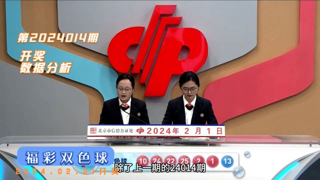 福彩双色球第2024014期开奖数据分析