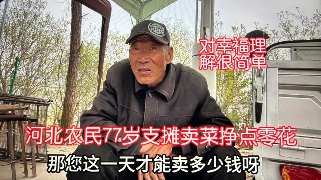 河北农民77岁大爷在北京巨石滩卖菜1天收入多少?幸福理解挺简单