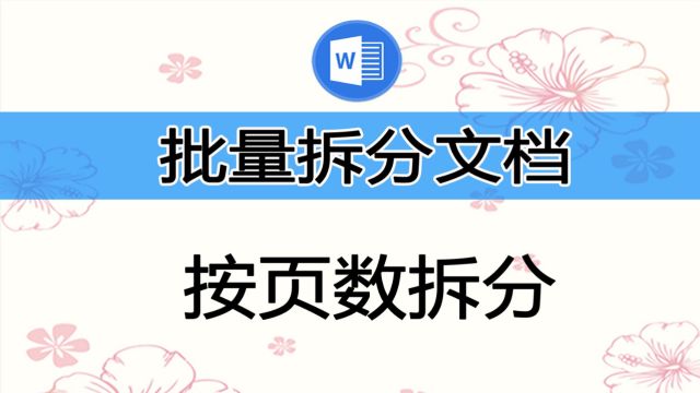 批量拆分WORD文档,按页拆分、按大标题拆分,也支持WPS