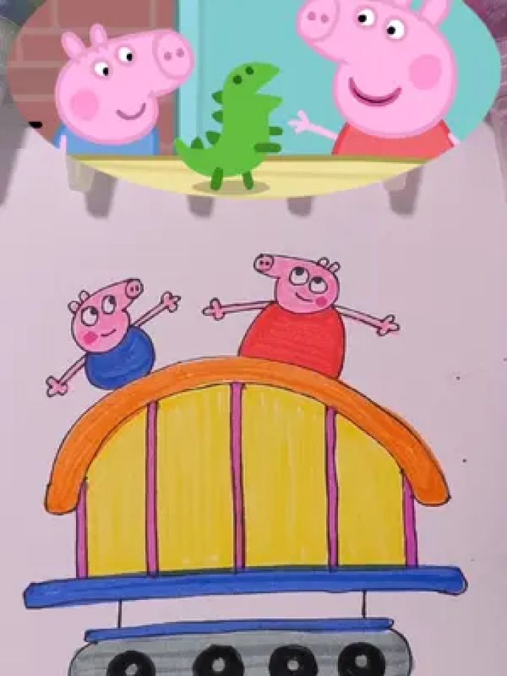 手绘 #填色 #小猪佩奇 #儿童绘画 #儿童简笔画