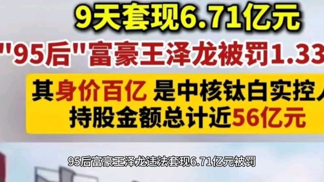 95后富豪王泽龙违法套现6.71亿元被罚,诠释了什么是权力的游戏