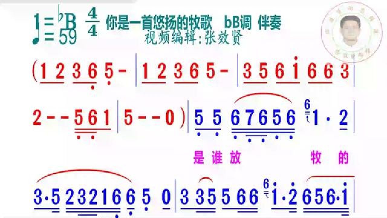 你是一首悠扬的牧歌简谱bb调伴奏