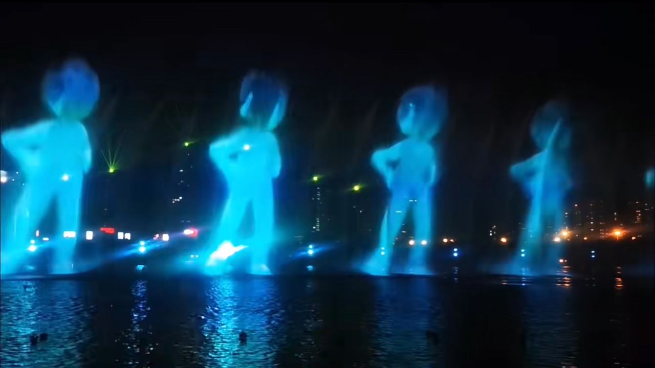 康巴什乌兰木伦湖音乐喷泉