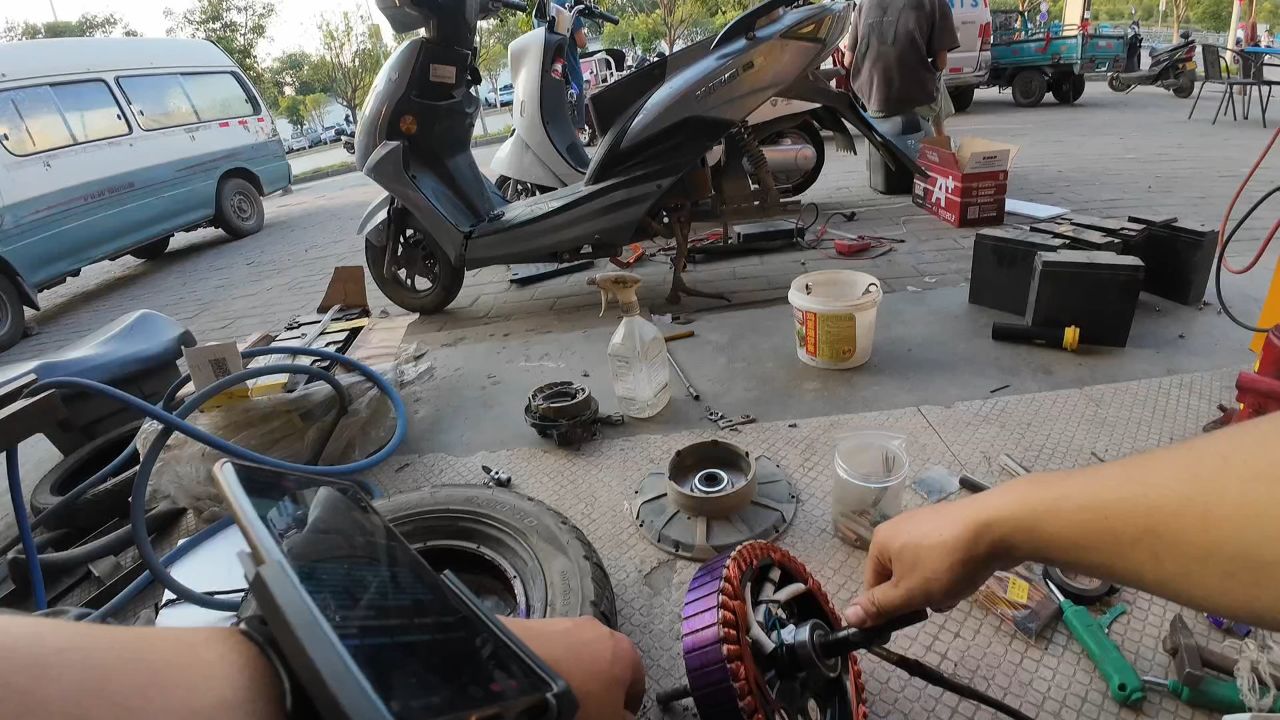 电动车电机坏了,维修好安装全教程 #电动车电机安装