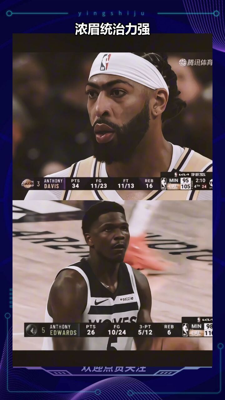 nba揭幕战湖人110:103森林狼同为状元,今天的浓眉攻防两端更胜一筹啊