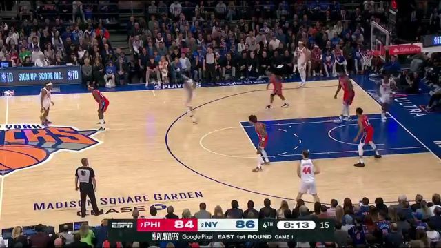 NBA季后赛：76人vs尼克斯英文原声全场回放
