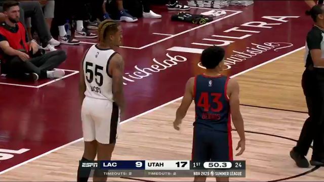 NBA夏季联赛：快船vs爵士第1节英文原声回放