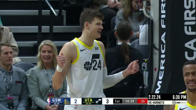 NBA常规赛：勇士vs爵士第1节英文原声回放