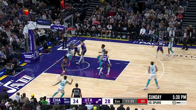 克拉克森大力击地送妙传 森萨博快马杀到上篮取分