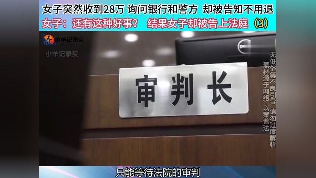 女子银行莫名多出28万,还被告知不用退回#横财#社会百态#下集更精彩 3