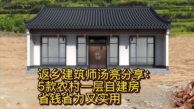 返乡建筑师汤亮分享:5款农村一层自建房,省钱省力又实用