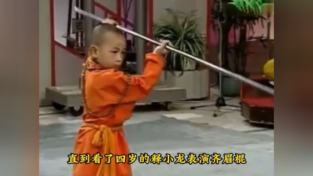 4岁释小龙表演齐眉棍,人还没有棍子高,实在是太可爱了释小龙齐眉棍武术武功少林寺