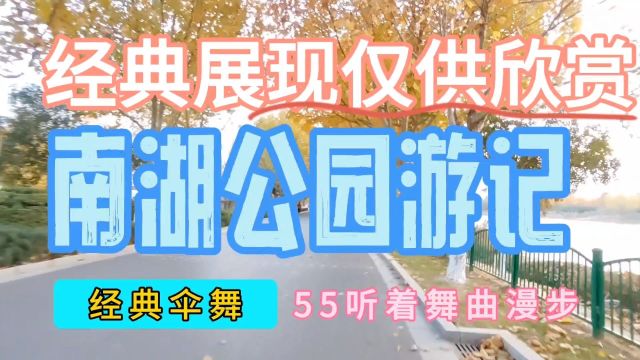 听着舞曲漫步55,南湖公园游记,经典伞舞人间烟火