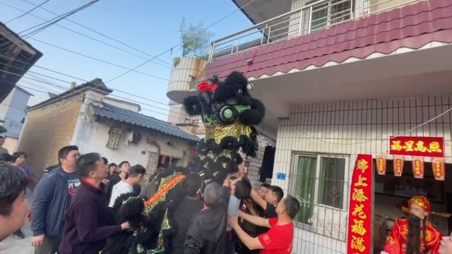 清远南冲白芒 芒兜峎 传统醒狮之《高搂青》寓意;楼台峎顶 ,步步高升.落地开花,富贵荣华.