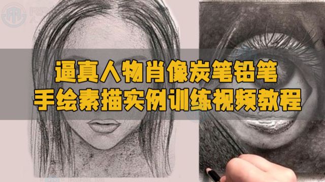 逼真人物肖像炭笔铅笔手绘素描实例训练视频教程 RRCG