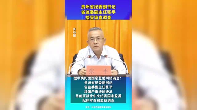 贵州省纪委副书记、省监委副主任张平接受审查调查 (来源:中央纪委国家监委网站)