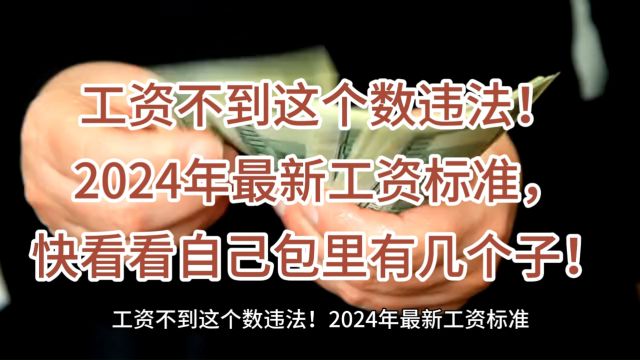 工资不到这个数违法!2024年最新工资标准,快看看自己包里有几个子!