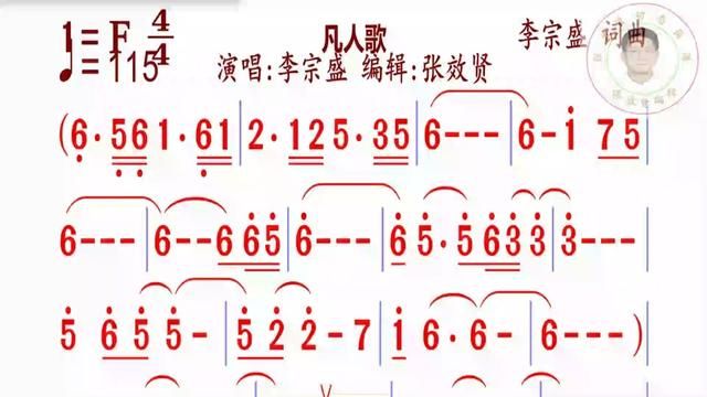 《凡人歌》简谱演唱完整版