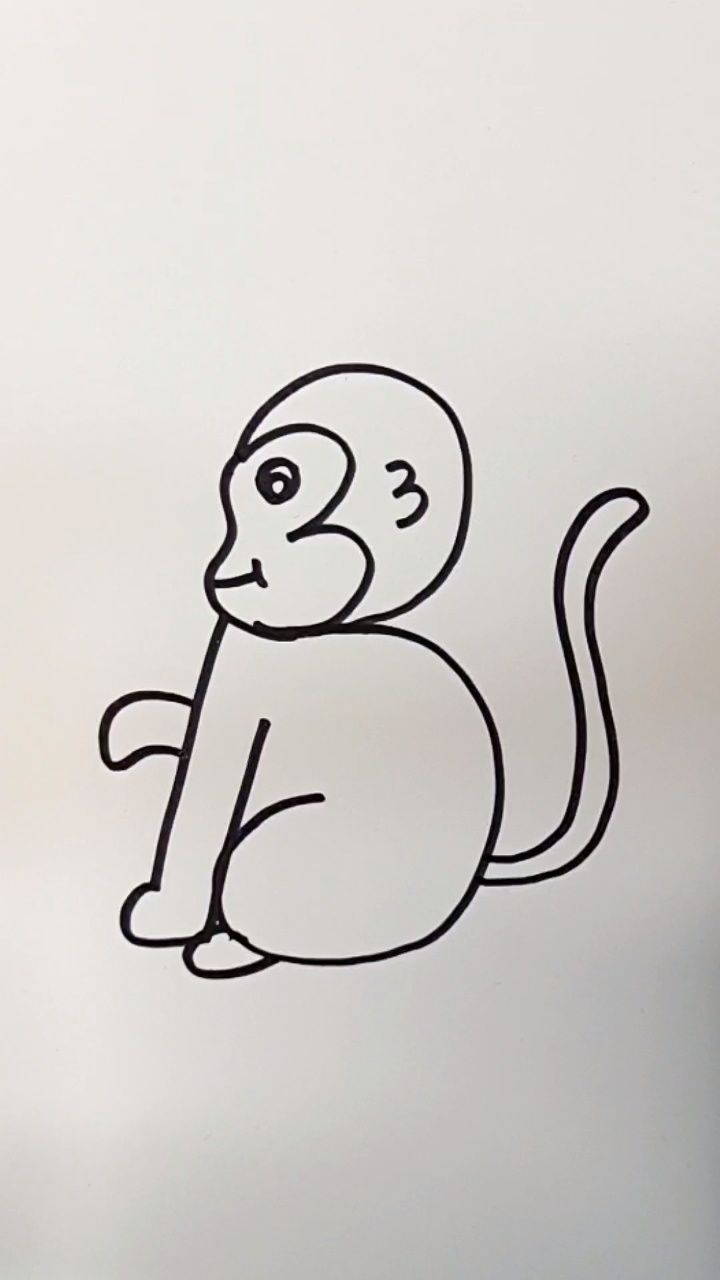 用三个数字3画小猴子,超级简单,一学就会 