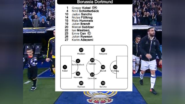 多特公布欧冠决赛首发名单,桑乔首发,罗伊斯替补