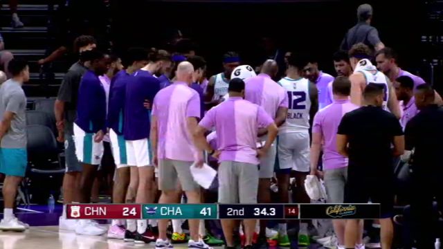 NBA夏季联赛：中国男篮vs黄蜂第2节英文原声回放