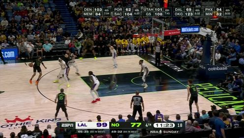《NBA全场集锦》背身强打吨位碾压 瓦兰无视八村防守轻松勾手命中