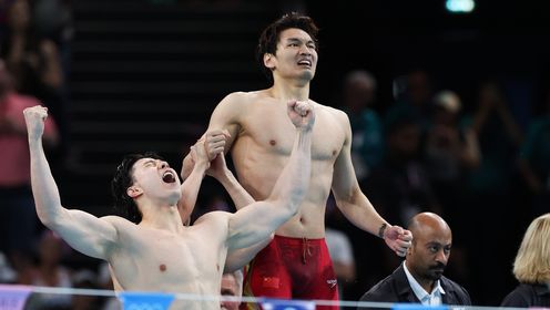 力争上游_第19金中国游泳男团巴黎奥运会游泳男子4x100米混合泳接力决赛_【金牌时刻】一骑绝尘!中国队摘男子4x100米混合泳接力金牌_高清 ...