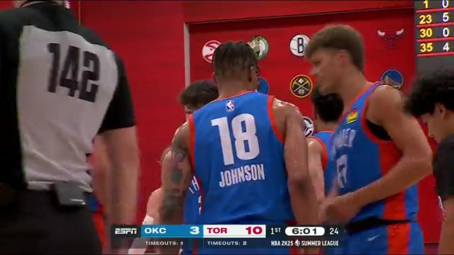 NBA夏季联赛：雷霆vs猛龙第1节英文原声回放