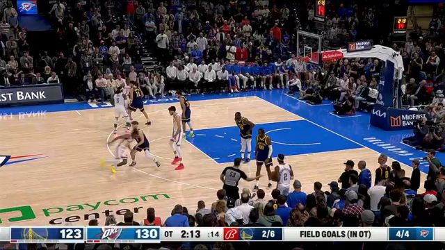 NBA常规赛：勇士vs雷霆加时赛中文解说回放