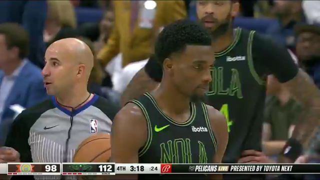 NBA常规赛：马刺vs鹈鹕第4节英文原声回放