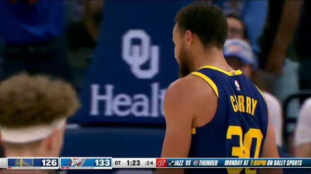 NBA常规赛：勇士vs雷霆加时赛英文原声回放