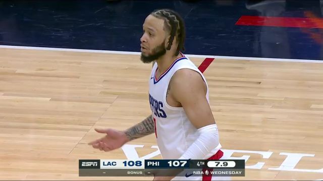 NBA常规赛：快船vs76人第4节英文原声回放