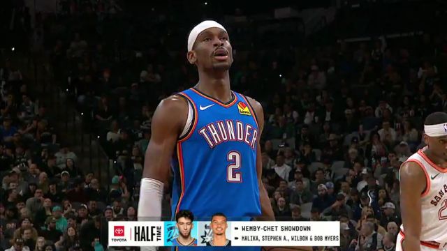 NBA常规赛：雷霆vs马刺第2节英文原声回放