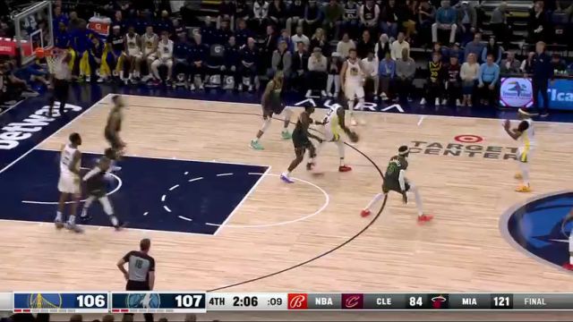 NBA常规赛：勇士vs森林狼第4节英文原声回放